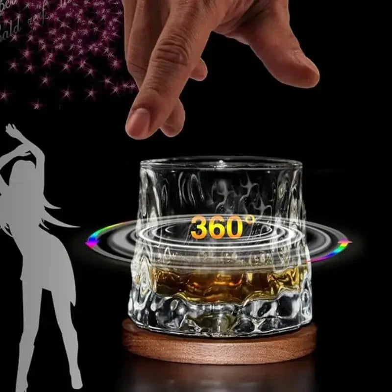 Whiskey Glass with hardwood coaster