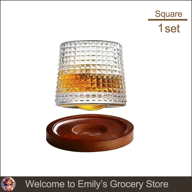Whiskey Glass with hardwood coaster