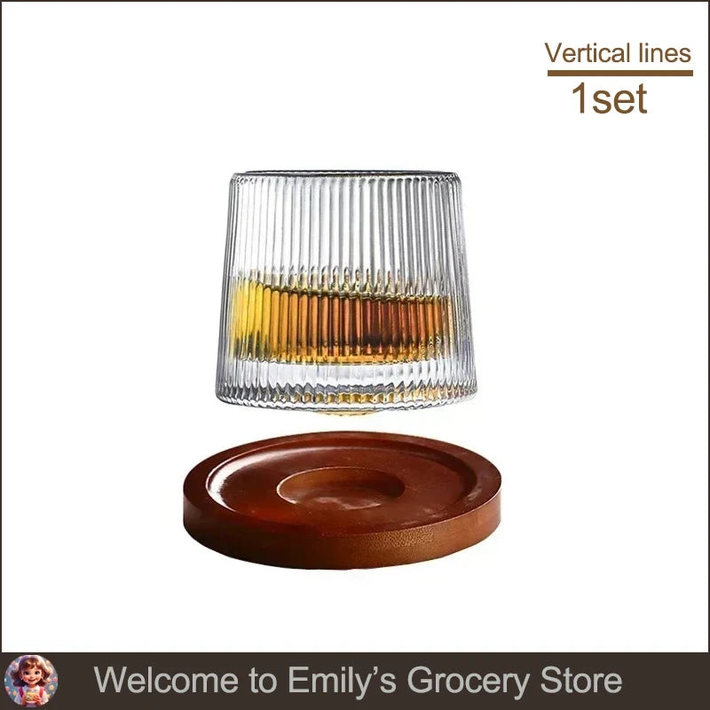 Whiskey Glass with hardwood coaster