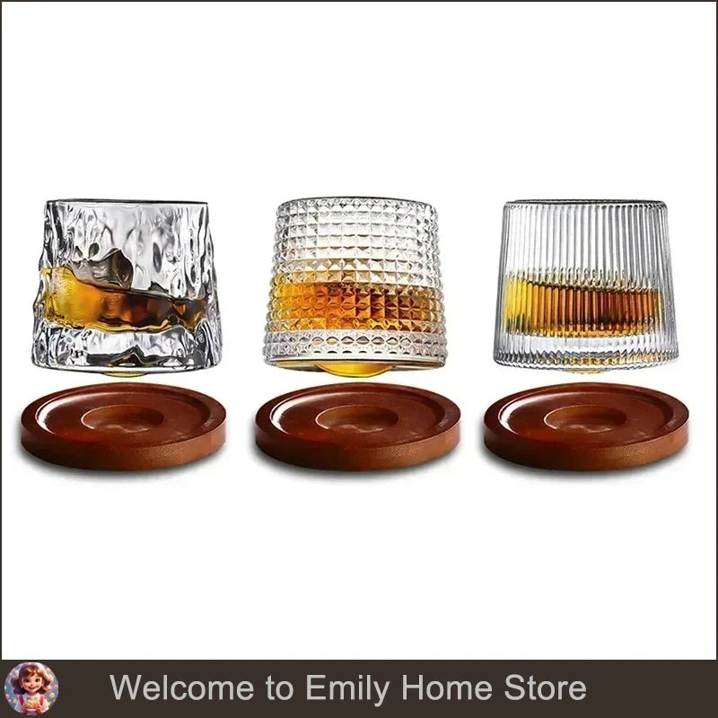 Whiskey Glass with hardwood coaster