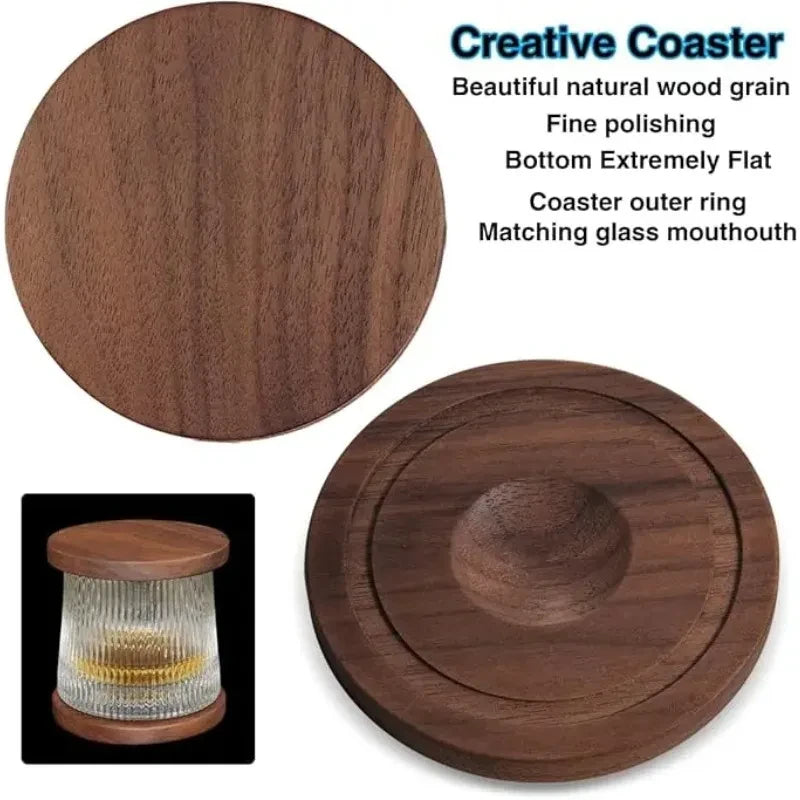 Whiskey Glass with hardwood coaster