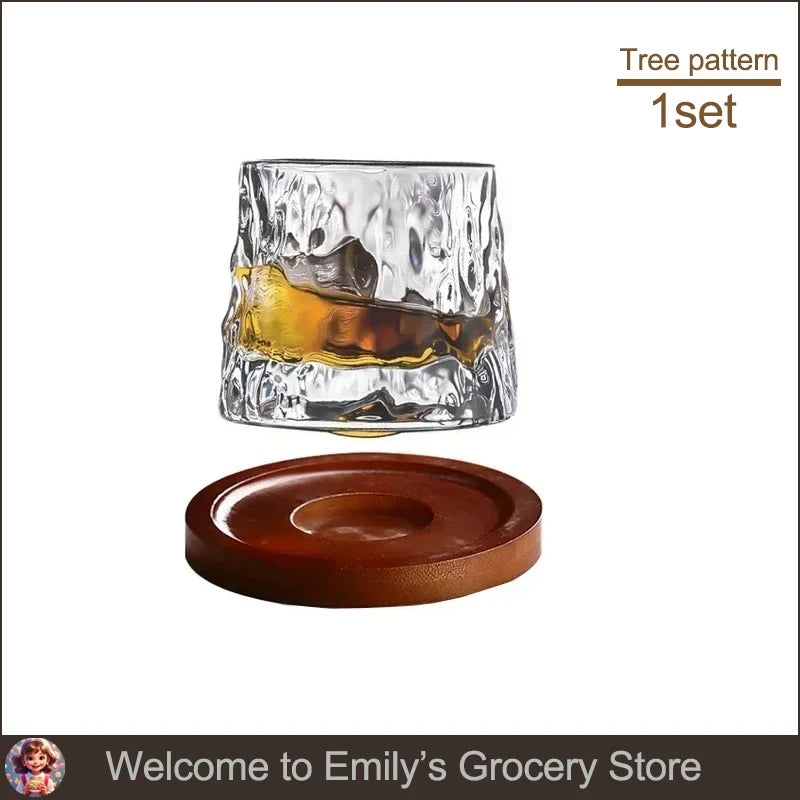 Whiskey Glass with hardwood coaster